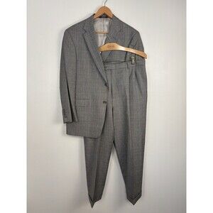 VTG Austin Reed London Men's 42R Gray Glen Plaid 2-Piece Suit Blazer Pants Flaws